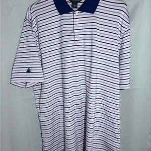 Men's Striped Polo Shirt - Navy and White